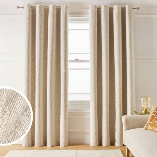 Argos Home Blackout Eyelet Curtains - Natural - 117x137cm