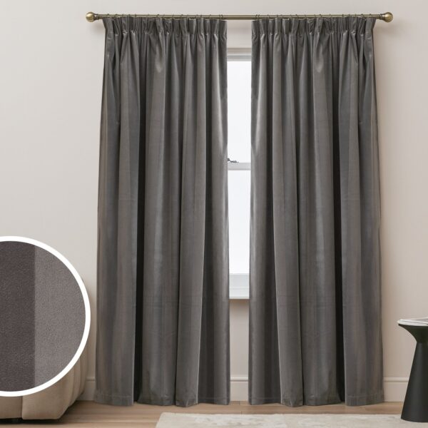 Argos Home Blackout Pencil Pleat Curtains - Grey - 117x137cm