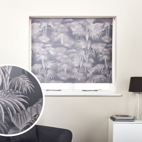 Argos Home Botanical Palm Blackout Grey Roller Blind - 90cm