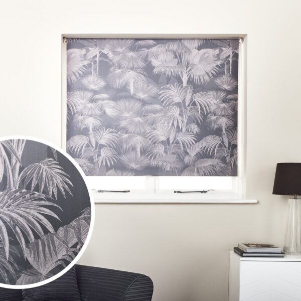 Argos Home Botanical Palm Blackout Grey Roller Blind - 90cm