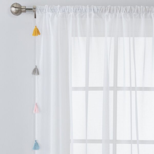 Argos Home Brights Tassel Voile Curtain - White -145x229cm