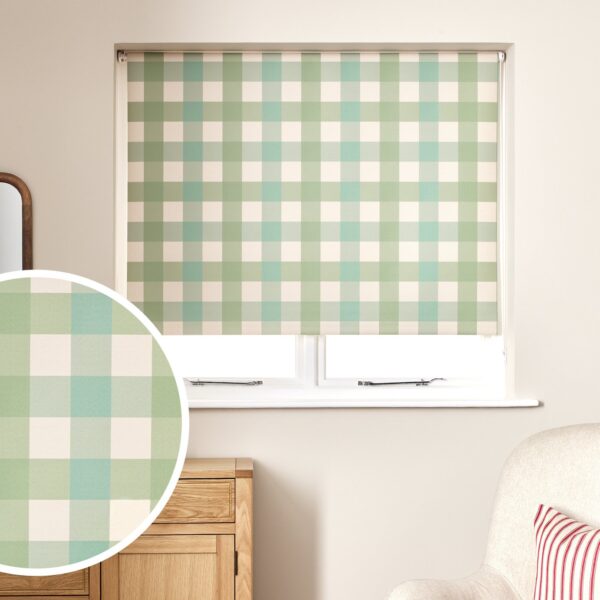 Argos Home Check Blackout Green Roller Blind - 90cm