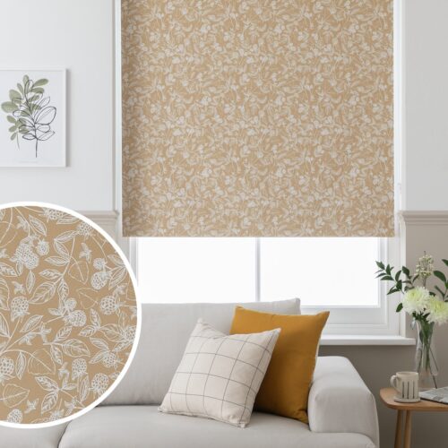 Argos Home Floral Blackout Mustard Roller Blind - 90cm