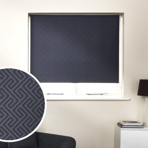 Argos Home Geometric Blackout Navy Roller Blind - 90cm