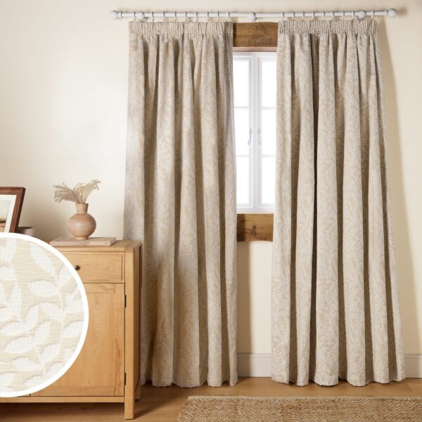 Argos Home Jacquard Pencil Pleat Curtains - Cream -117x137cm