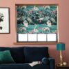 Argos Home Japonica Crane Blackout Teal Roller Blind 90x160
