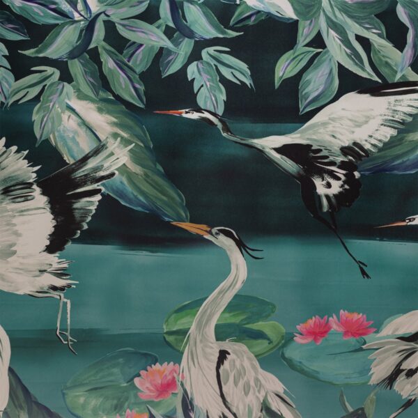 Argos Home Japonica Crane Blackout Teal Roller Blind 90x160