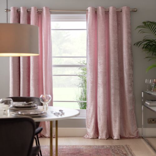 Argos Home Velvet Eyelet Curtains - Blush - 117x183cm