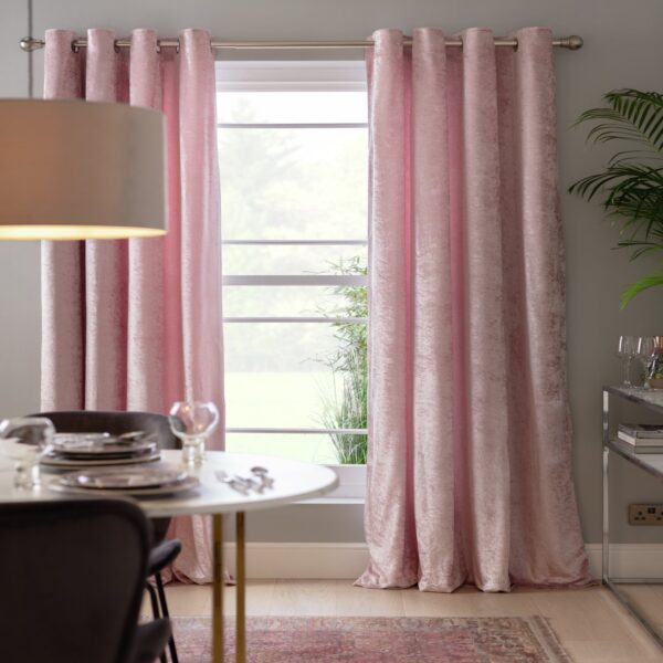 Argos Home Velvet Eyelet Curtains - Blush - 117x183cm