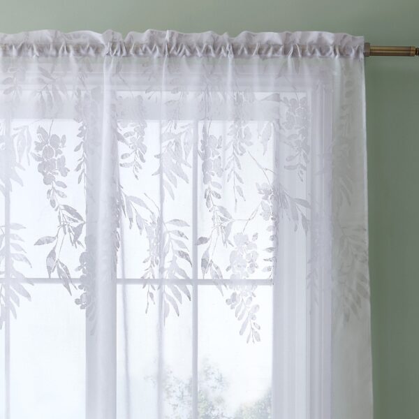 Catherine Lansfield Wisteria Voile - White - 140x122cm