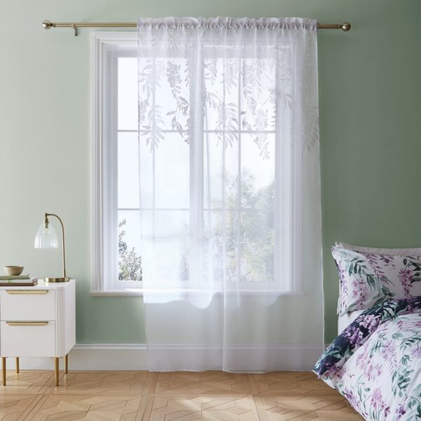 Catherine Lansfield Wisteria Voile - White - 140x122cm