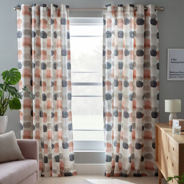 Habitat Abstraction Pebble Eyelet Curtains-Multi - 117x137cm
