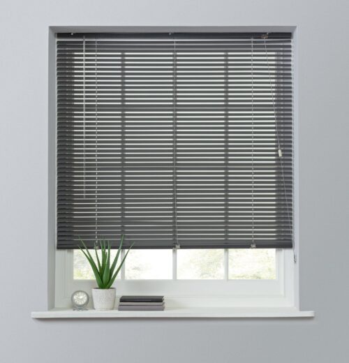 Habitat Aluminium Gun Metal Venetian Blind - 90cm