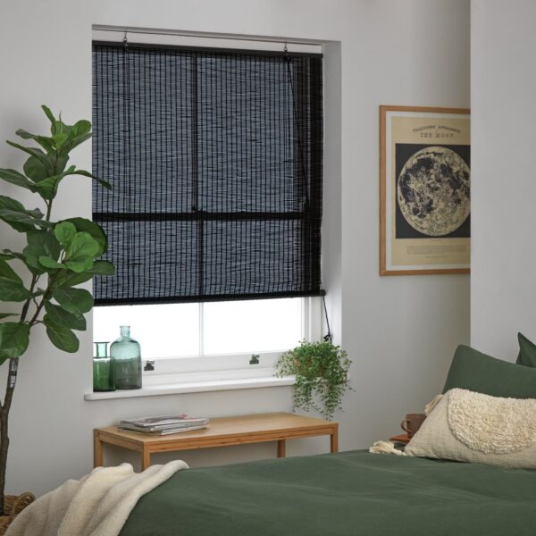 Habitat Bamboo Black Roller Blind - 90cm