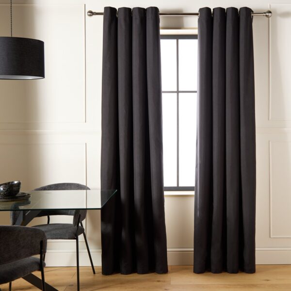 Habitat Blackout Eyelet Curtains - Black - 117x137cm