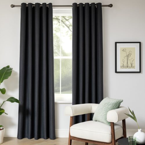 Habitat Blackout Eyelet Curtains - Charcoal - 117x137cm