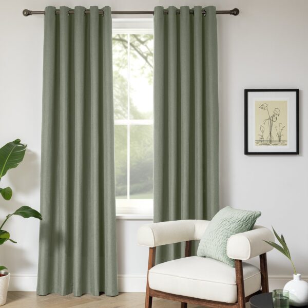 Habitat Blackout Eyelet Curtains - Green - 117x137cm