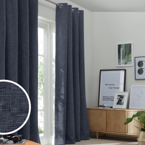 Habitat Blackout Eyelet Curtains - Navy - 117x137cm