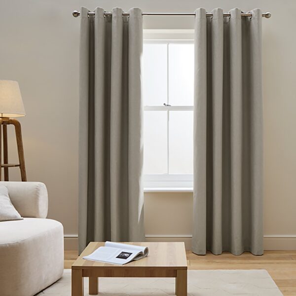 Habitat Blackout Eyelet Curtains - Stone - 117x137cm