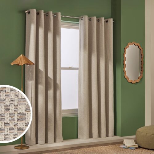 Habitat Blackout Jacquard Eyelet Curtains - Grey - 117x137cm