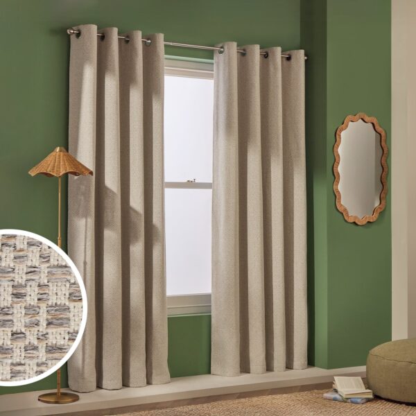 Habitat Blackout Jacquard Eyelet Curtains - Grey - 117x137cm
