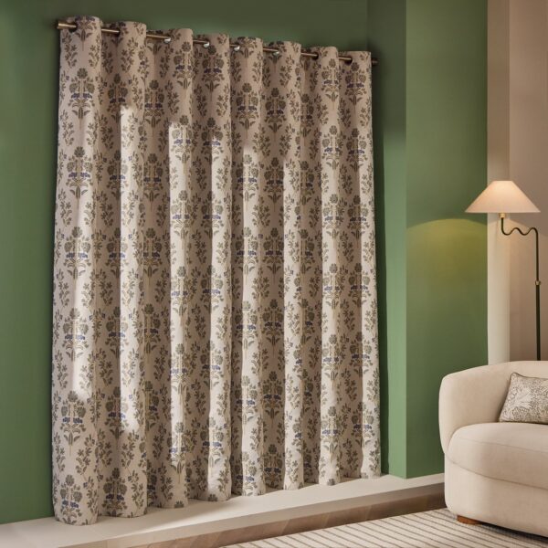 Habitat Blackout Jacquard Eyelet Curtains-Natural- 117x137cm