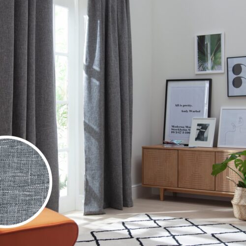 Habitat Blackout Pencil Pleat Curtains - Charcoal -117x137cm