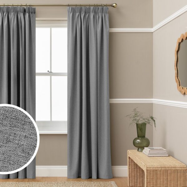 Habitat Blackout Pencil Pleat Curtains -Flint Grey-117x137cm