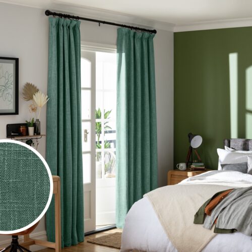 Habitat Blackout Pencil Pleat Curtains - Green - 117x137cm