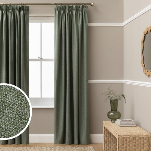 Habitat Blackout Pencil Pleat Curtains - Green - 117x137cm