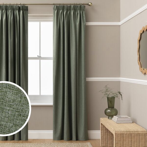 Habitat Blackout Pencil Pleat Curtains - Green - 117x137cm