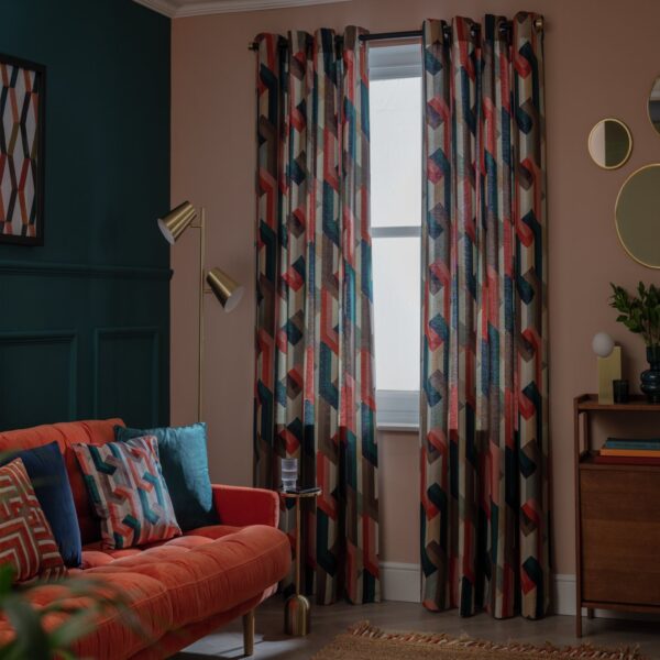 Habitat Chain Check Eyelet Curtains - Multi - 117x137cm