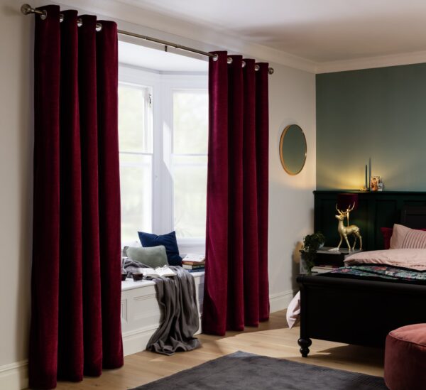 Habitat Chenille Blackout Eyelet Curtains - Berry -117x137cm