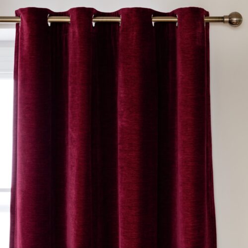 Habitat Chenille Blackout Eyelet Curtains - Berry -117x137cm