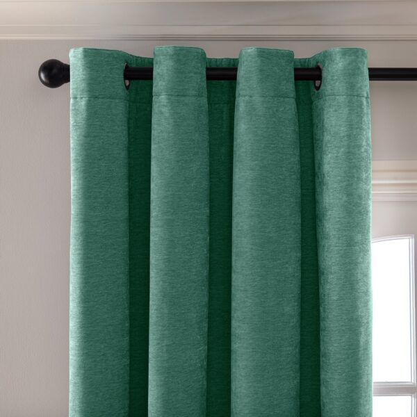 Habitat Chenille Blackout Eyelet Curtains - Green -117x137cm