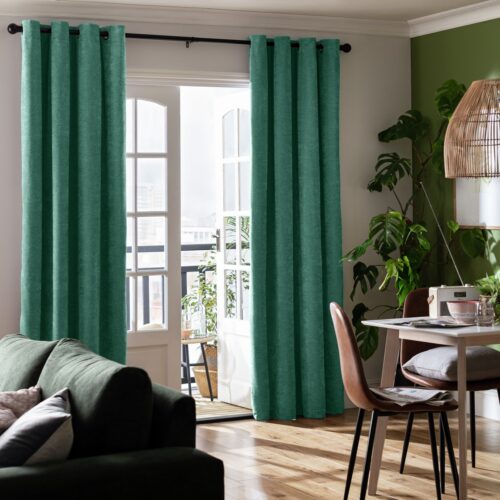 Habitat Chenille Blackout Eyelet Curtains - Green -117x137cm
