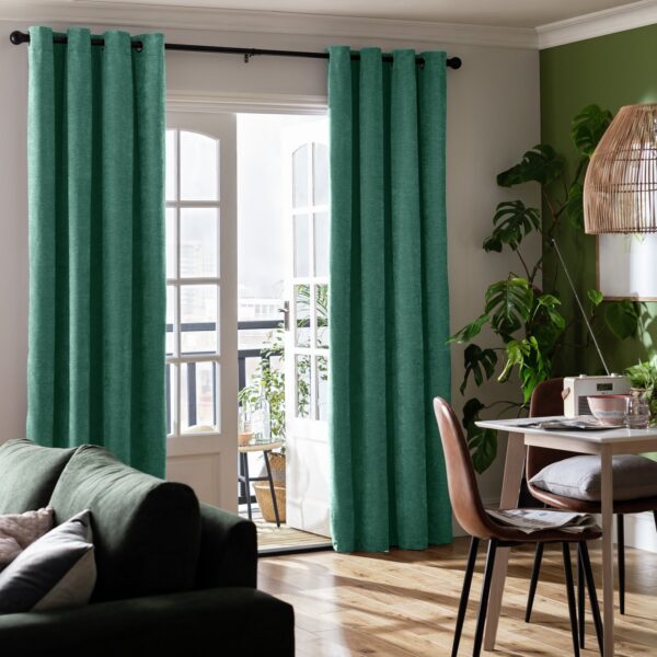 Habitat Chenille Blackout Eyelet Curtains - Green -117x137cm