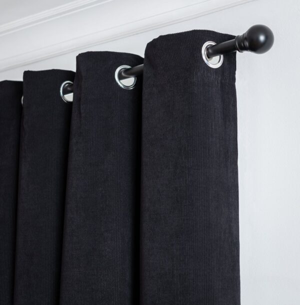 Habitat Cord Eyelet Curtains - Black - 117x137cm