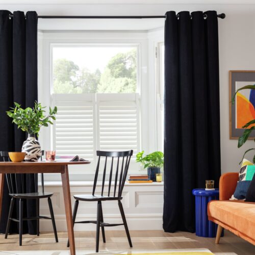 Habitat Cord Eyelet Curtains - Black - 117x137cm