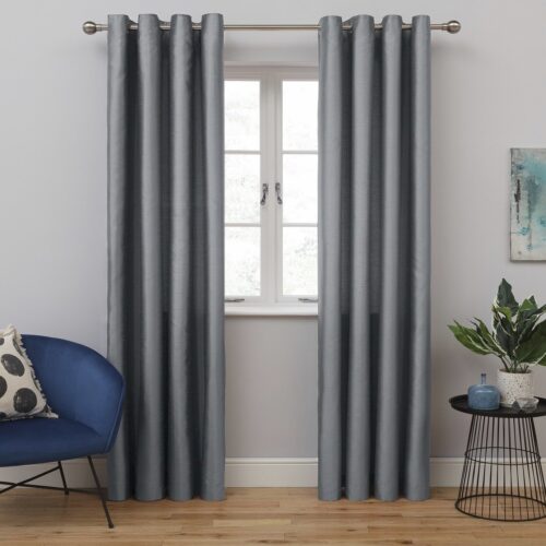 Habitat Faux Silk Eyelet Curtains - Dove Grey - 117x137cm