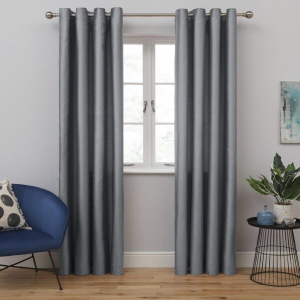 Habitat Faux Silk Eyelet Curtains - Dove Grey - 117x137cm
