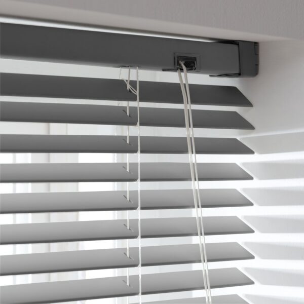 Habitat Faux Wood Grey 25mm Slat Venetian Blind - 90cm
