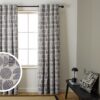 Habitat Geometric Blackout Eyelet Curtains - Grey -117x137cm