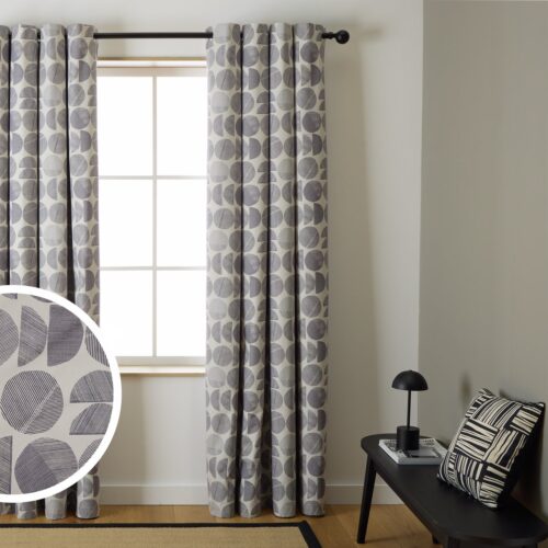 Habitat Geometric Blackout Eyelet Curtains - Grey -117x137cm