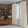 Habitat Herringbone Fully Lined Pencil Pleat Curtains -Cream