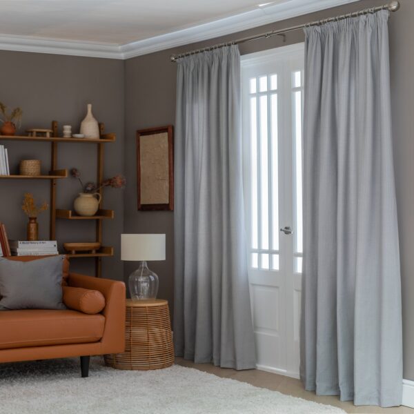 Habitat Herringbone Fully Lined Pencil Pleat Curtains - Grey