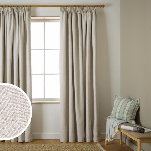 Habitat Herringbone Pencil Pleat Curtains - Cream -117x137cm
