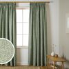 Habitat Herringbone Pencil Pleat Curtains - Green -117x137cm