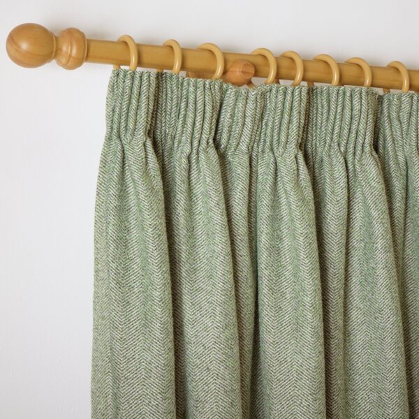 Habitat Herringbone Pencil Pleat Curtains - Green -117x137cm