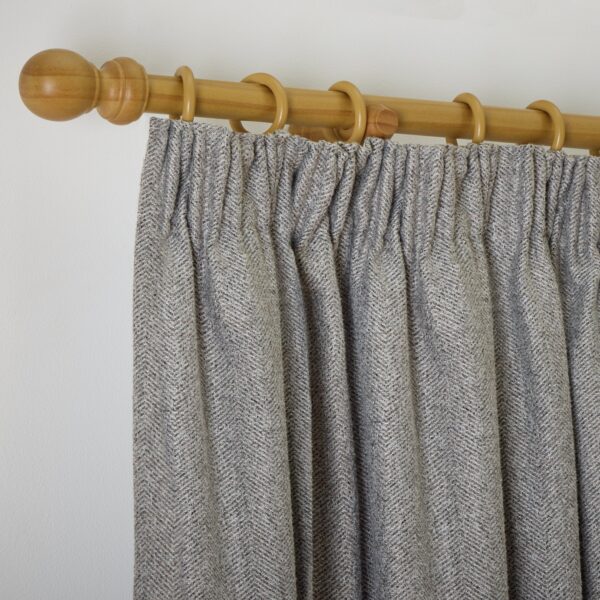 Habitat Herringbone Pencil Pleat Curtains - Grey - 117x137cm
